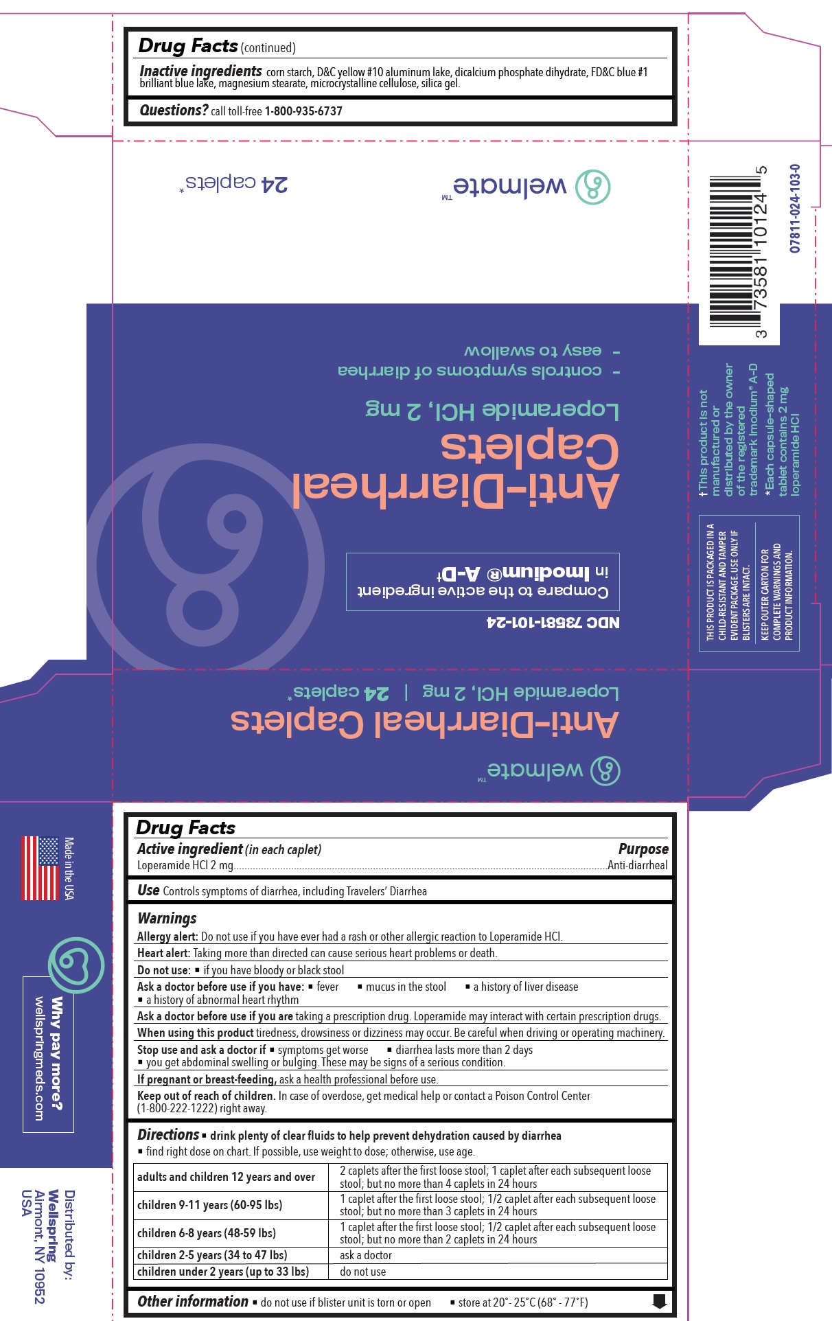 Pill image for Welmate Anti-diarrheal (loperamide Hcl) Caplets