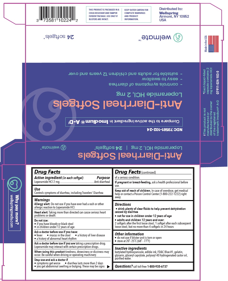 Pill image for Welmate Anti-diarrheal (loperamide Hcl) Softgels