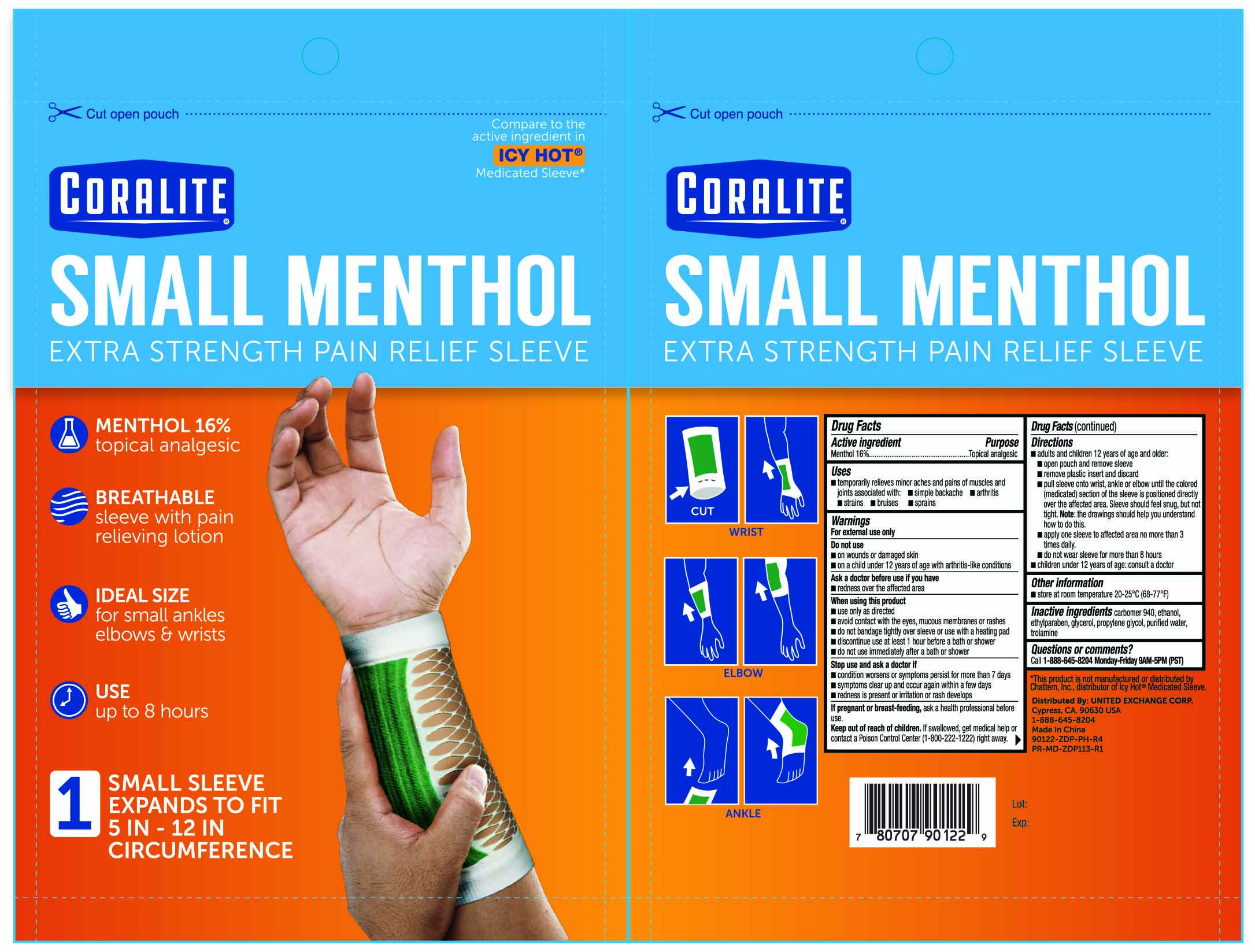 Pill image for Coralite Small Menthol Pain Relief Sleeve 1ct 90122 Zdp