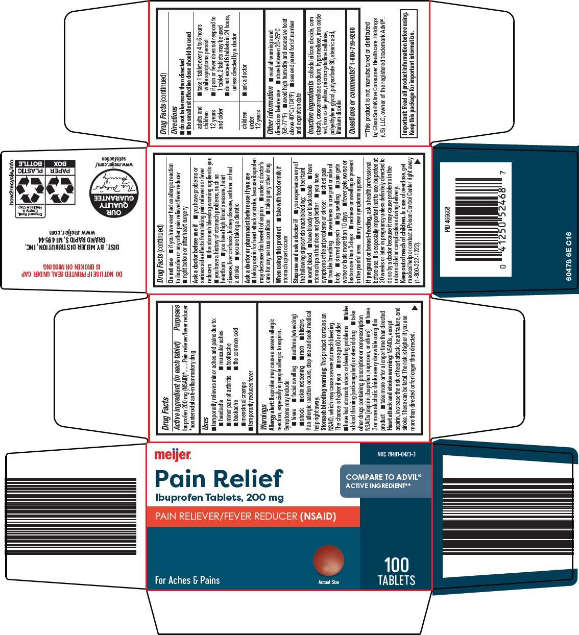 Pill image for Meijer Distribution, Inc. Pain Relief Drug Facts