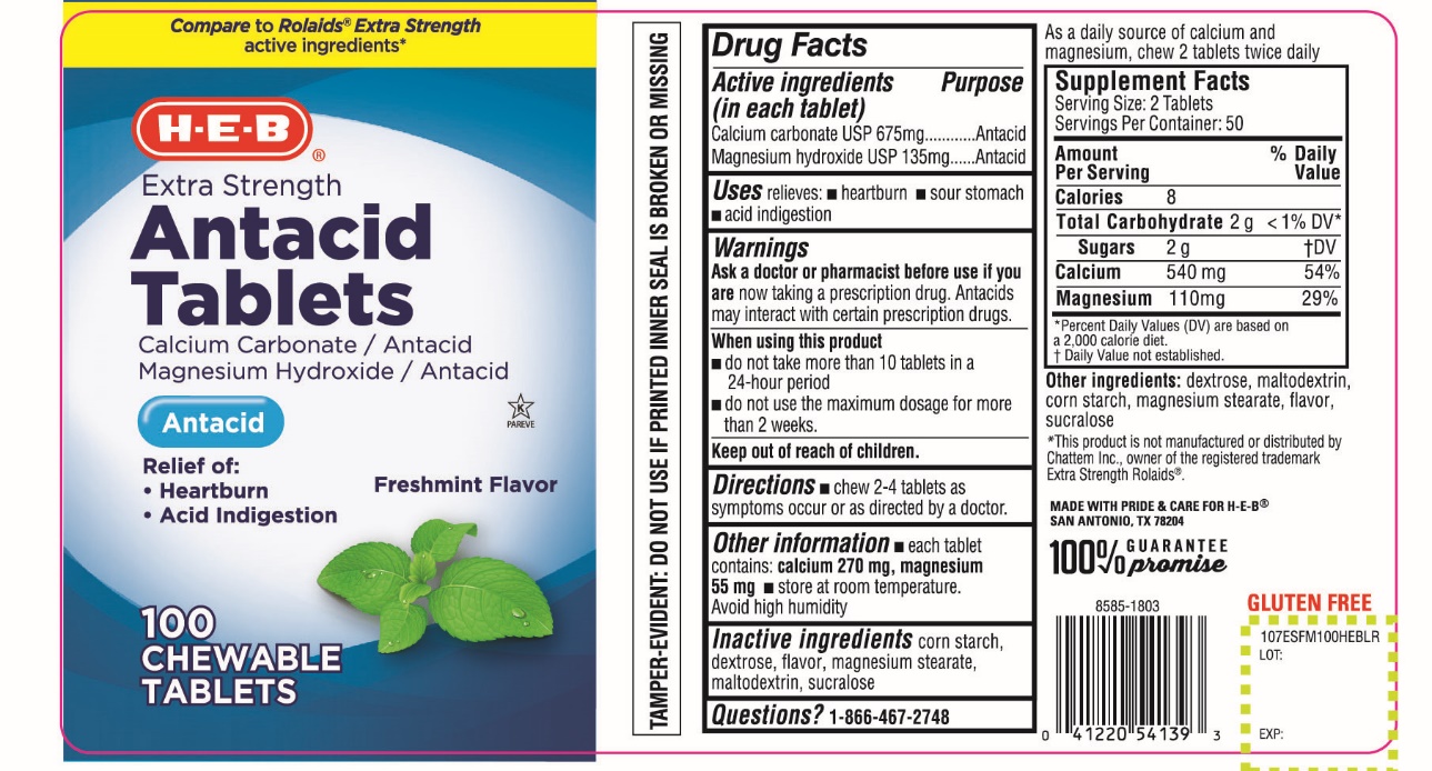 Pill image for Heb Extra Strength Antacid Tablets Freshmint Flavor