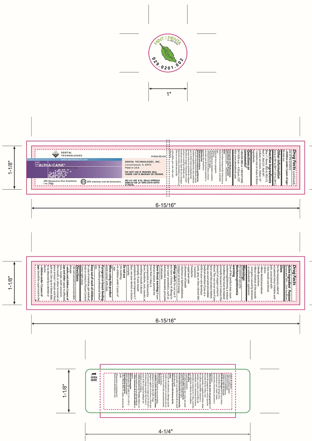 Pill image for Alpha-caine Drug Facts, Mint