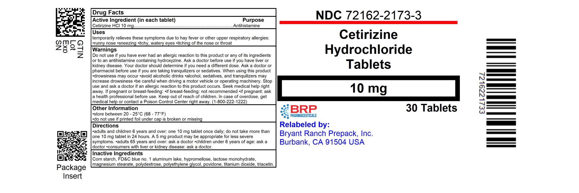 Pill image for Perrigo Cetirizine Hydrochloride Tablets 10 Mg Drug Facts