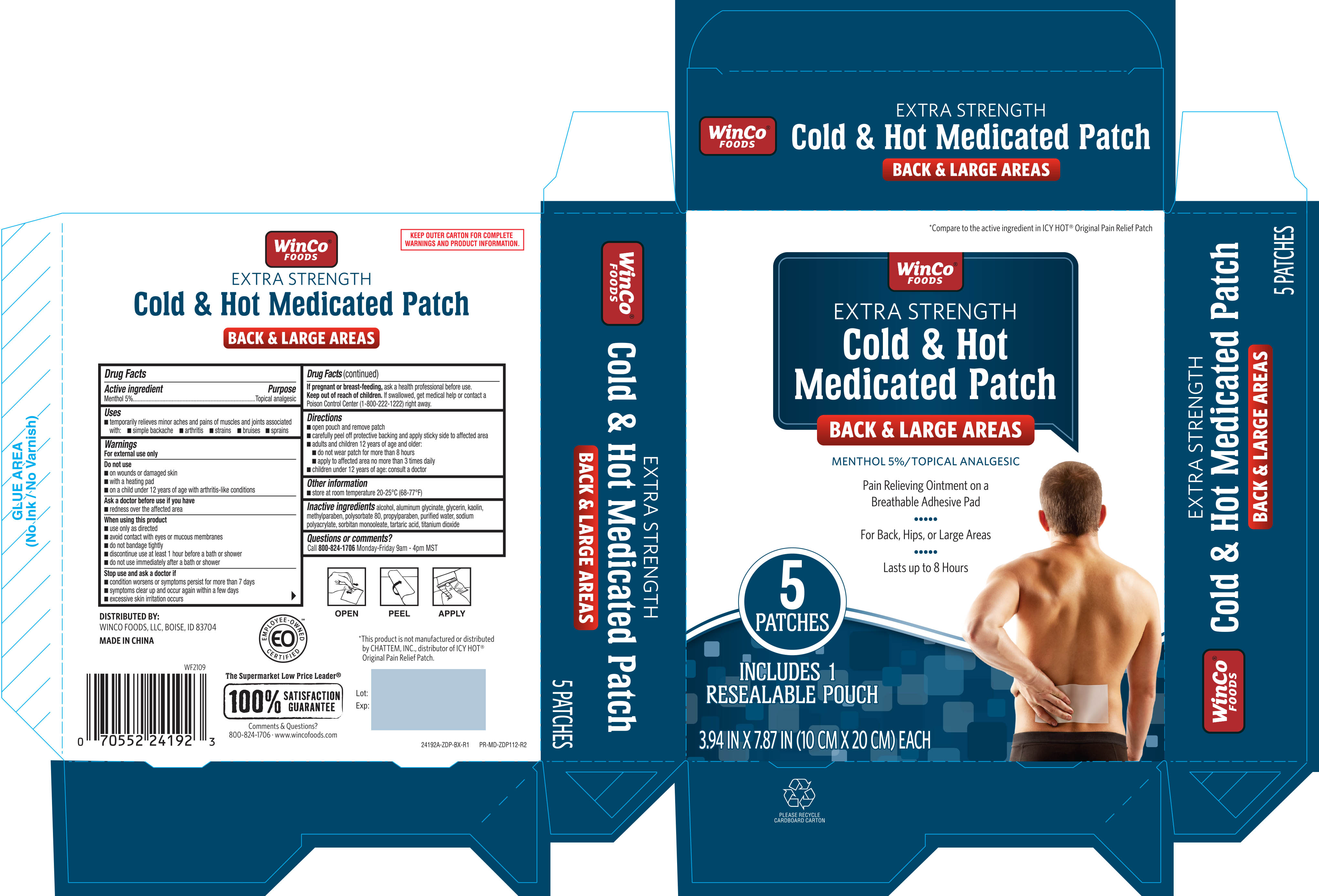 Pill image for Winco Cold & Hot Medicated Patch Large 5ct Zdp (24192a)