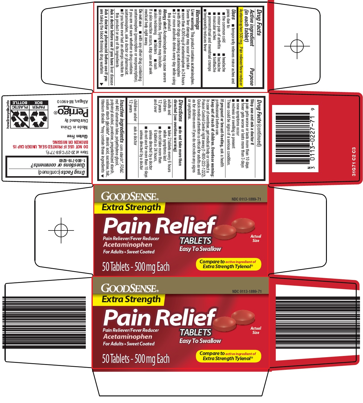 Pill image for Perrigo Pain Relief Drug Facts