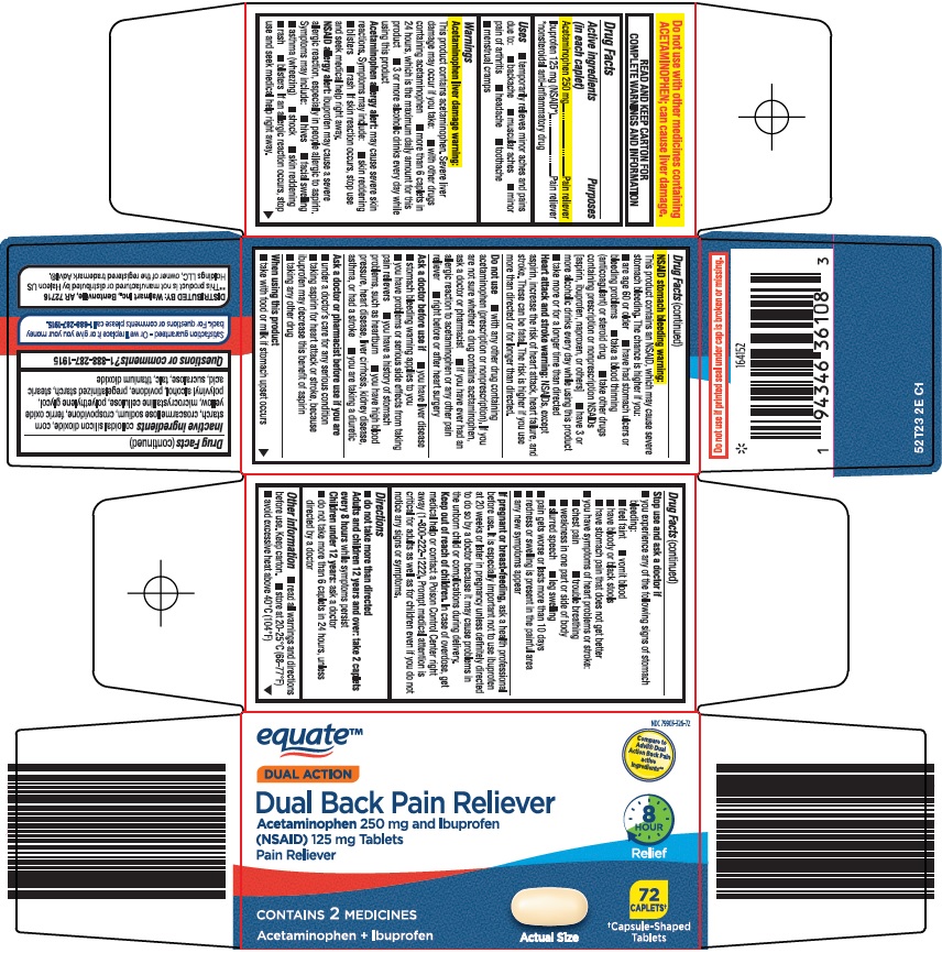 Pill image for Wal-mart Dual Back Pain Reliever Drug Facts