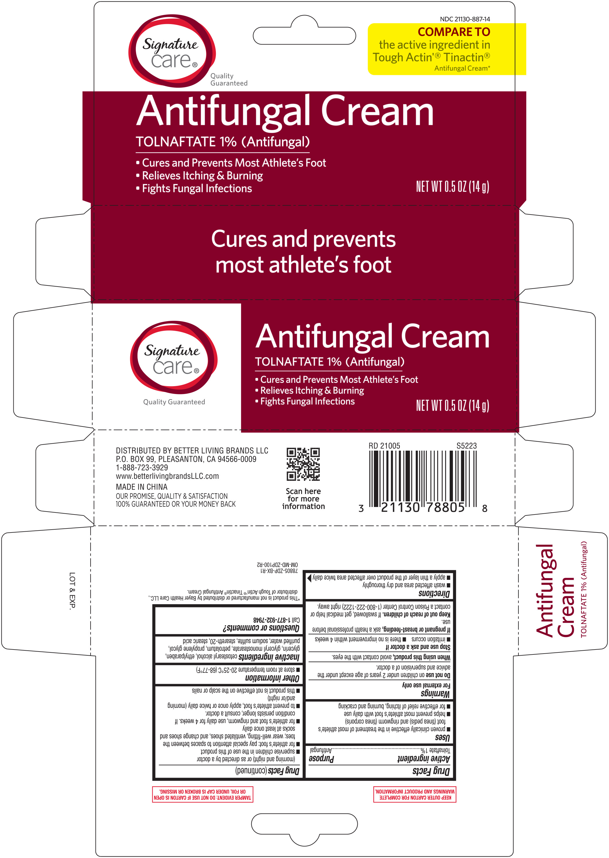 Pill image for Signature Care Antifungal Cream 0.5 Oz Tolnaftate 1% 78805 (2021) Zdp