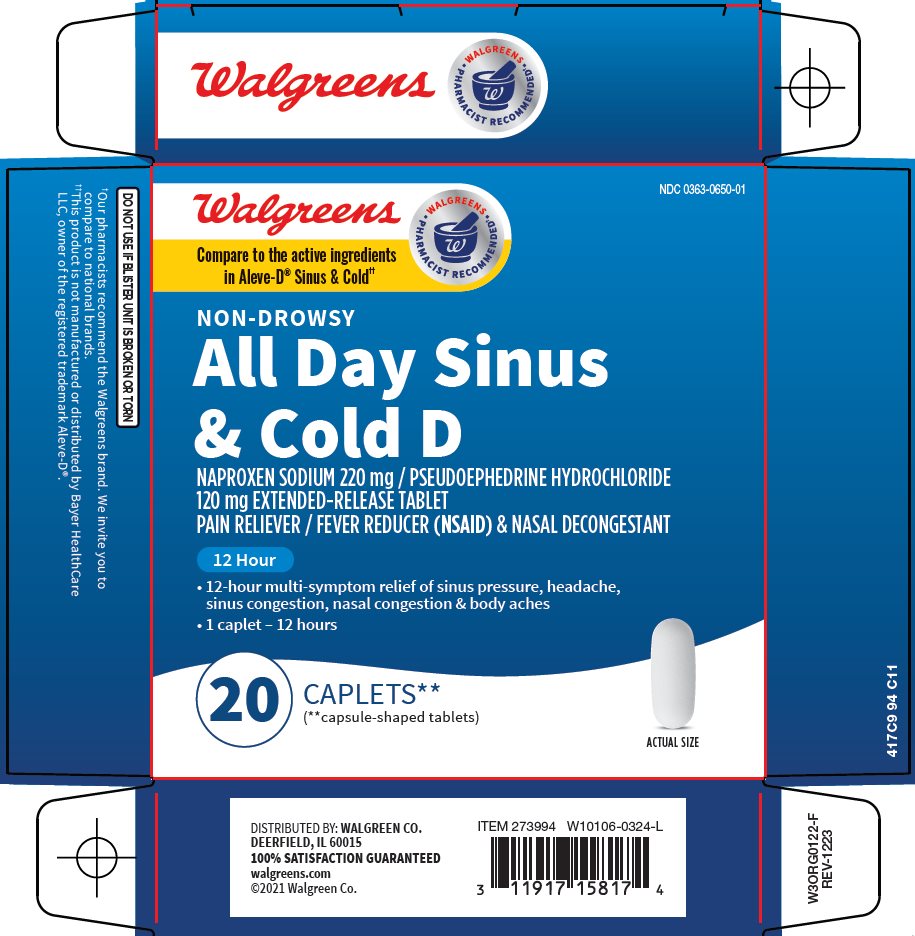 Pill image for Walgreen Co. All Day Sinus & Cold D Drug Facts