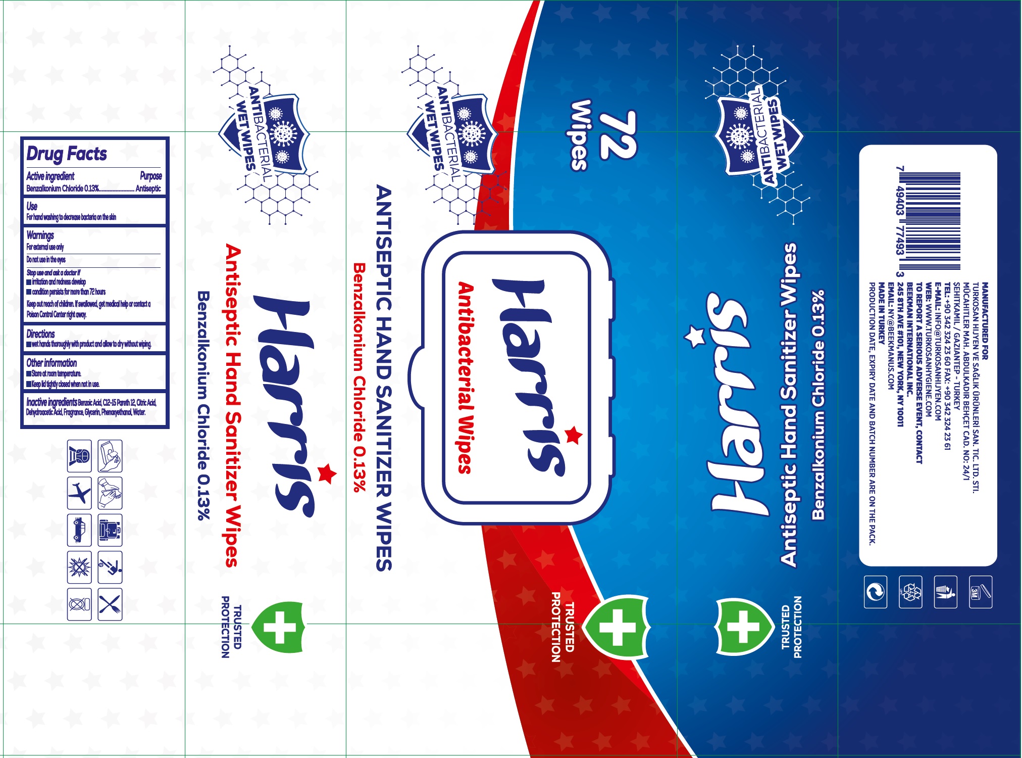 Pill image for Harris Antibacterial Wipes Antiseptic Hand Sanitizer Wipes