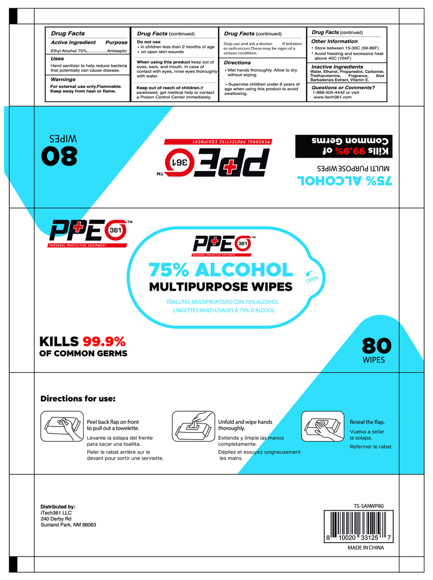 Pill image for Itech361 Ppe361 Alcohol Wipes 80 With Aloe Vera And Vitamin E