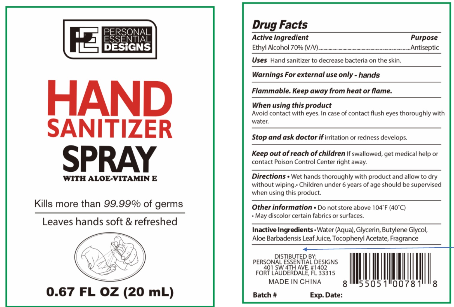 Pill image for Hand Sanitizer Spray With Aloe And Vitamin E