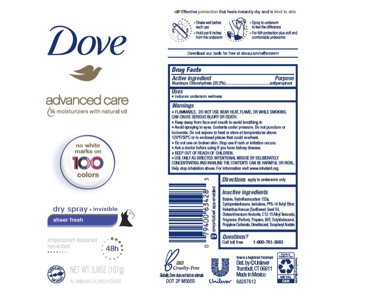 Pill image for Dove Advanced Care Dry Spray Sheer Fresh 48h Antiperspirant Deodorant