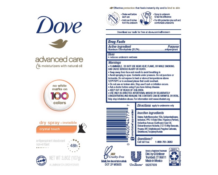 Pill image for Dove Advanced Care Dry Spray Crystal Touch 48h Antiperspirant Deodorant