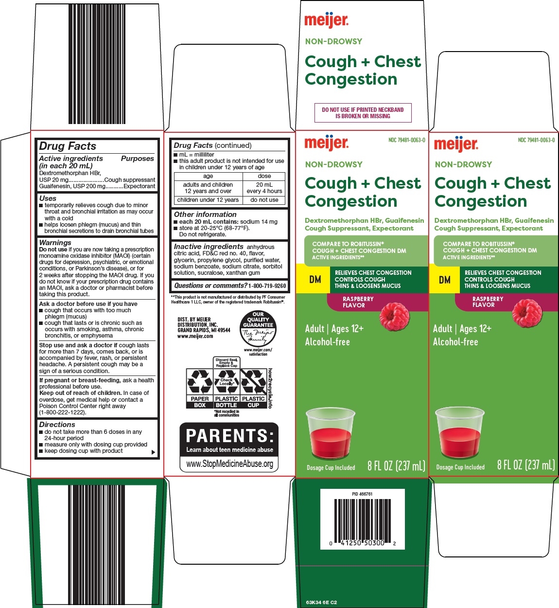 Pill image for Meijer Distribution, Inc. Adult Cough + Chest Congestion Drug Facts