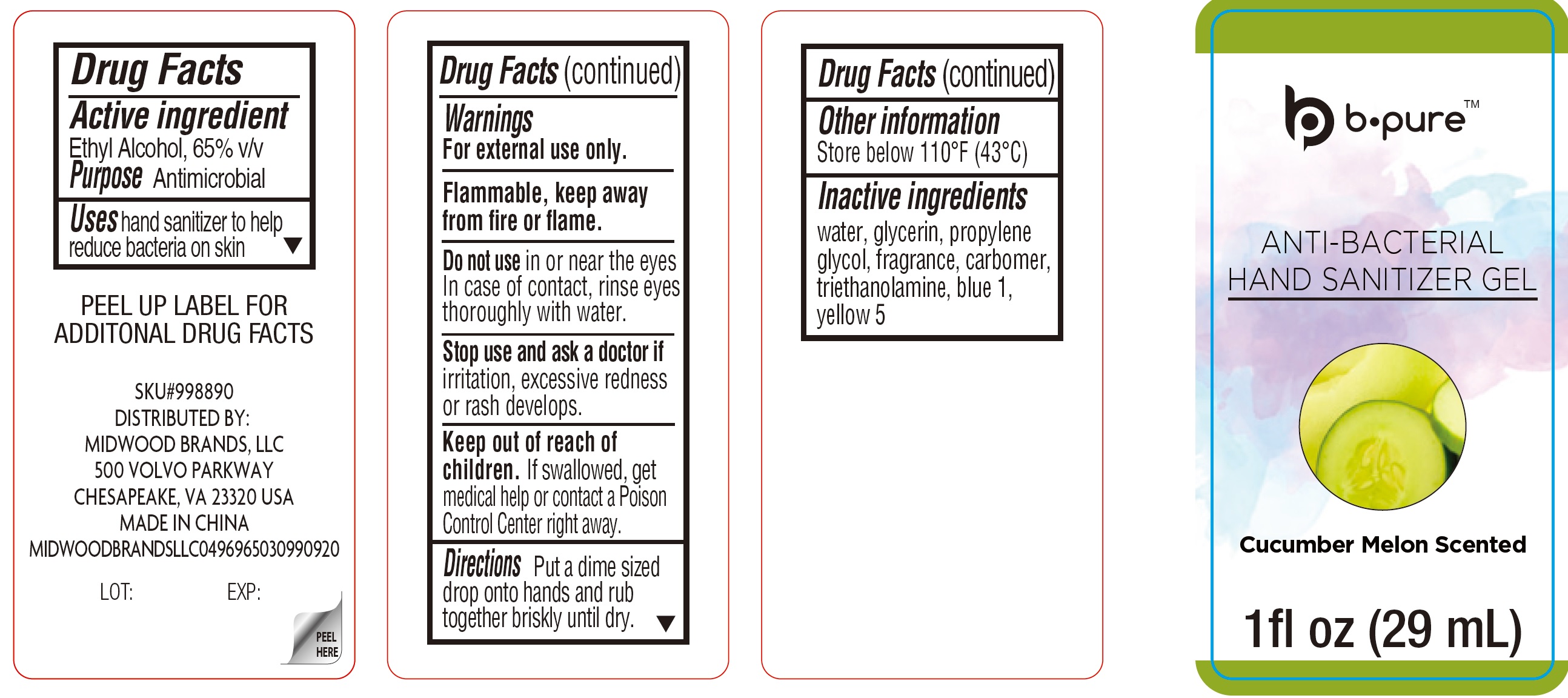 Pill image for P B Pure Antibacterial Hand Sanitizer Gel Cucumber Melon Scented