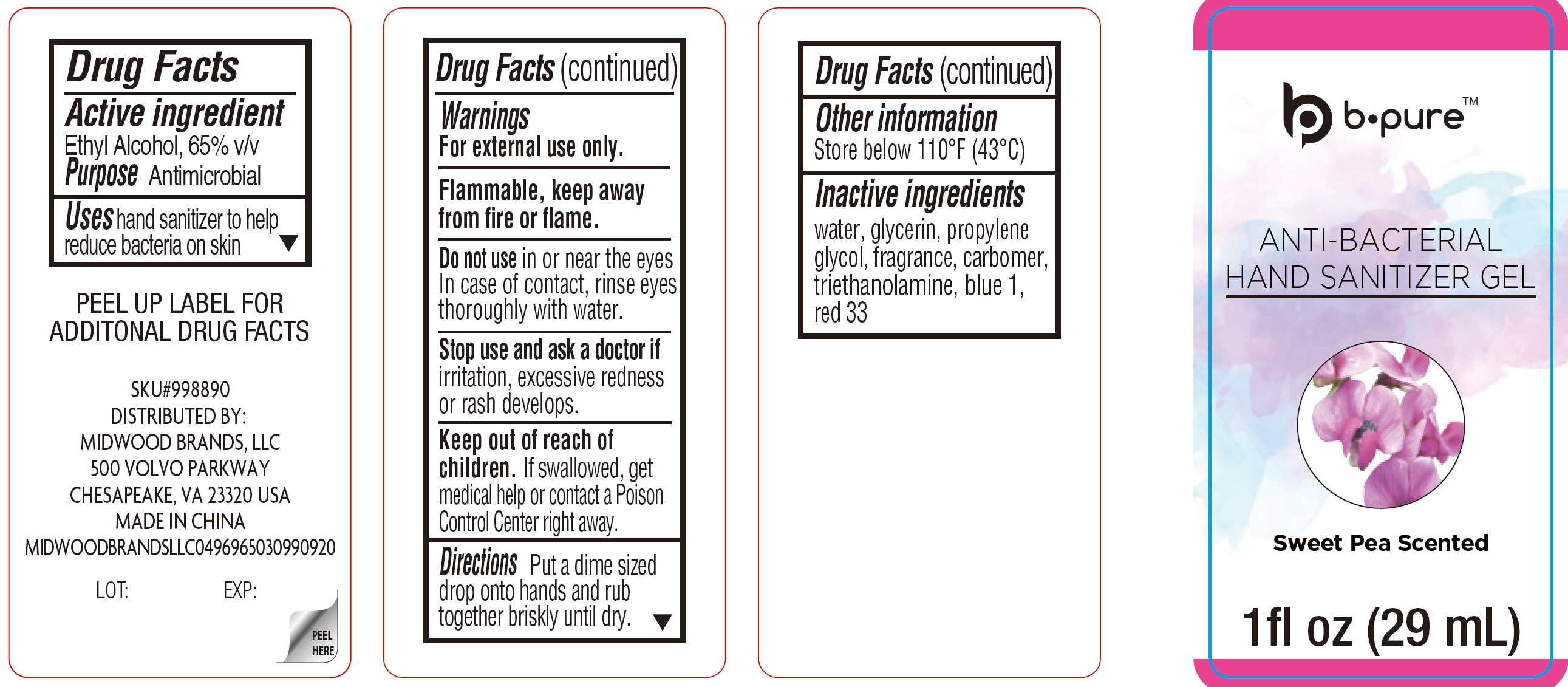 Pill image for P B Pure Antibacterial Hand Sanitizer Gel Sweet Pea Scented