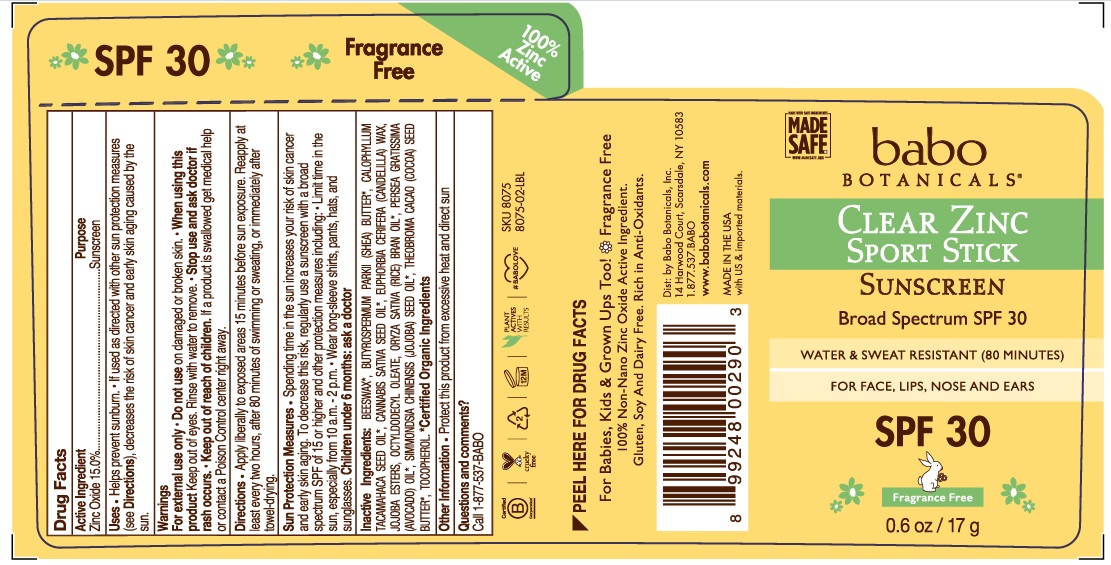 Pill image for 79265-8075 Babo Spf 30 Clear Zinc, Fragrance Free Sport Stick