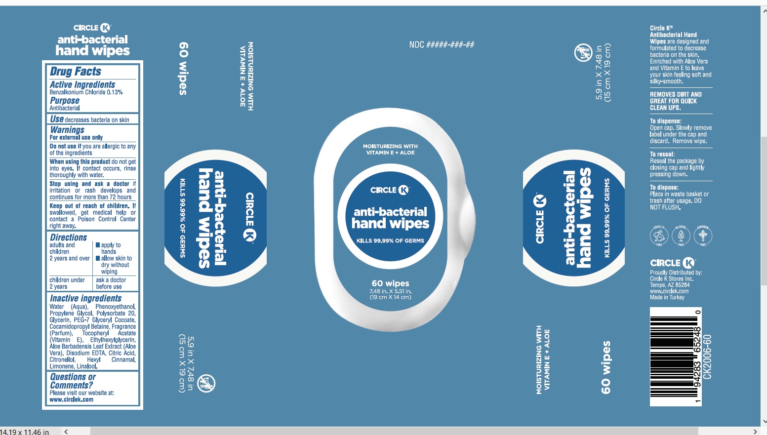 Pill image for Circle K Antibacterial Hand Wipe