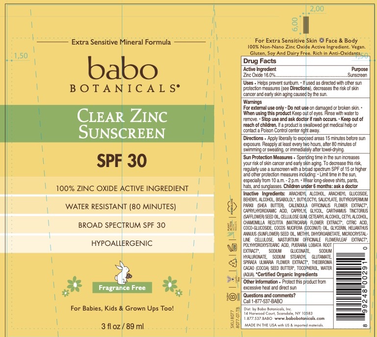 Pill image for 79265-8077 Babo Spf 30 Clear Zinc, Fragrance Free Sunscreen Lotion