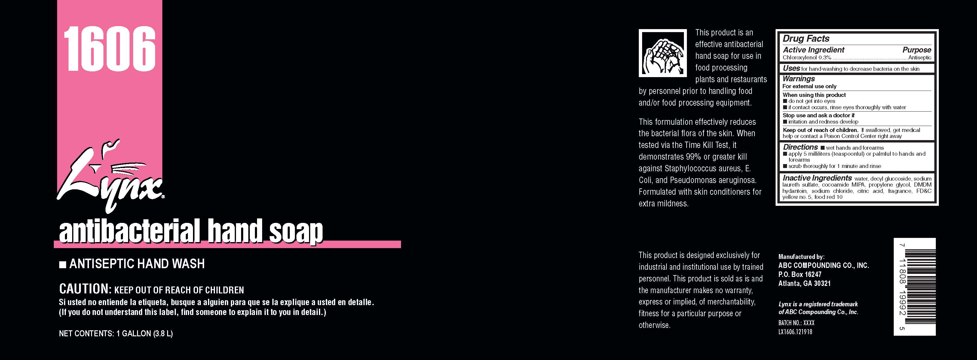 Pill image for Lynx Antibacterial Hand Soap 6544 Drug Facts And Label