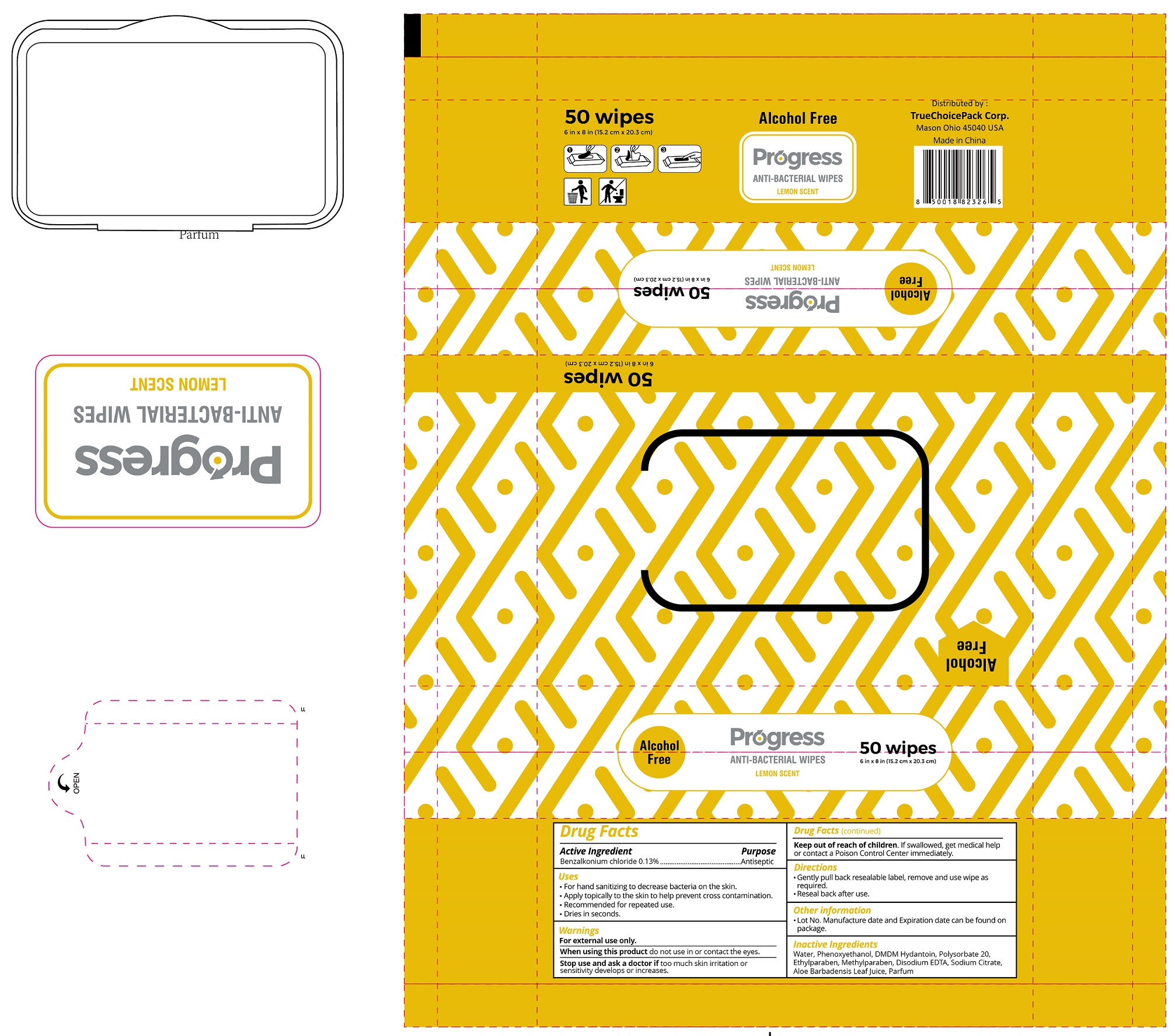 Pill image for Progress Anti-bacterial Wipes Lemon Scent