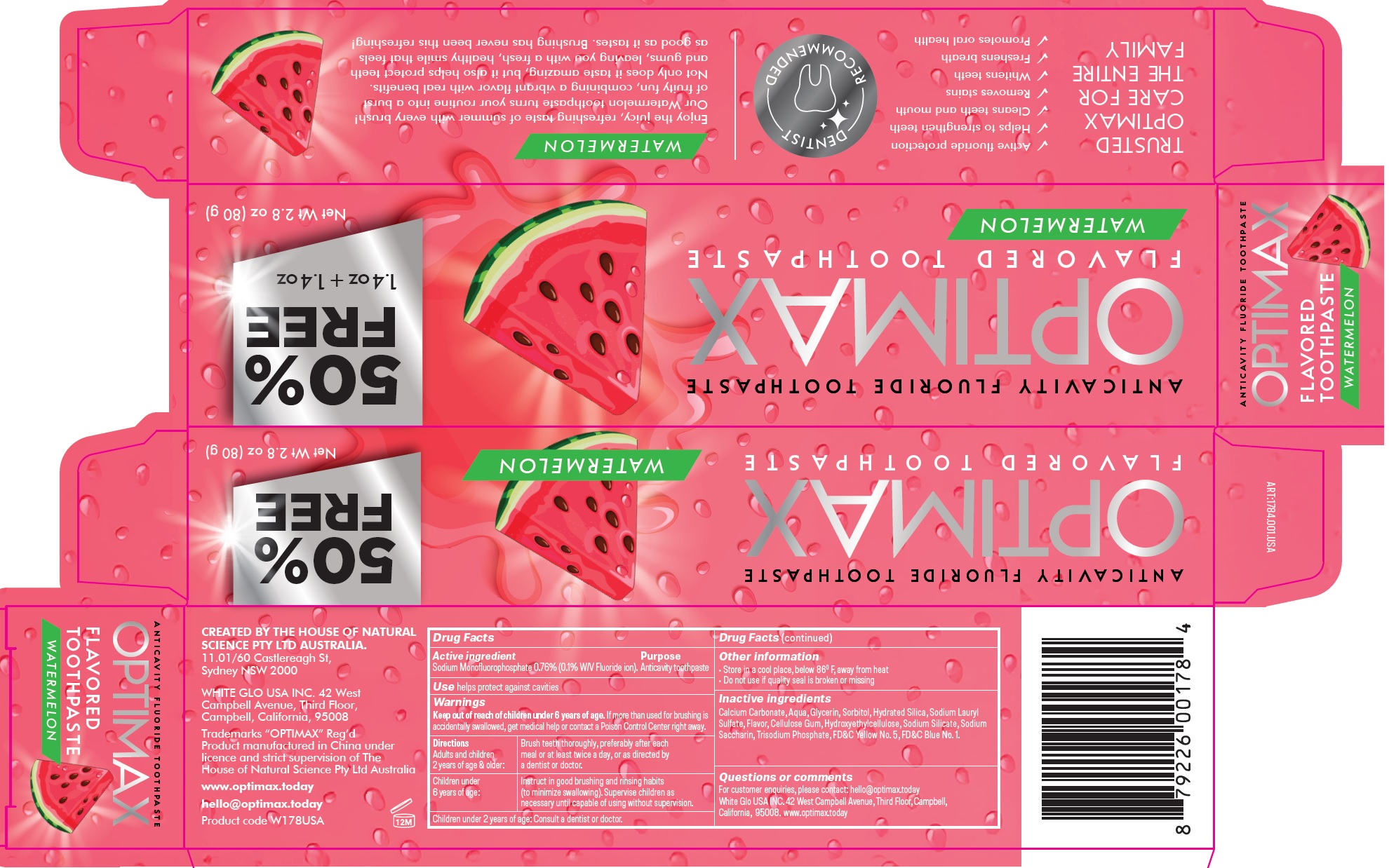 Pill image for Optimax Anticavity Fluoride Toothpaste, Watermelon