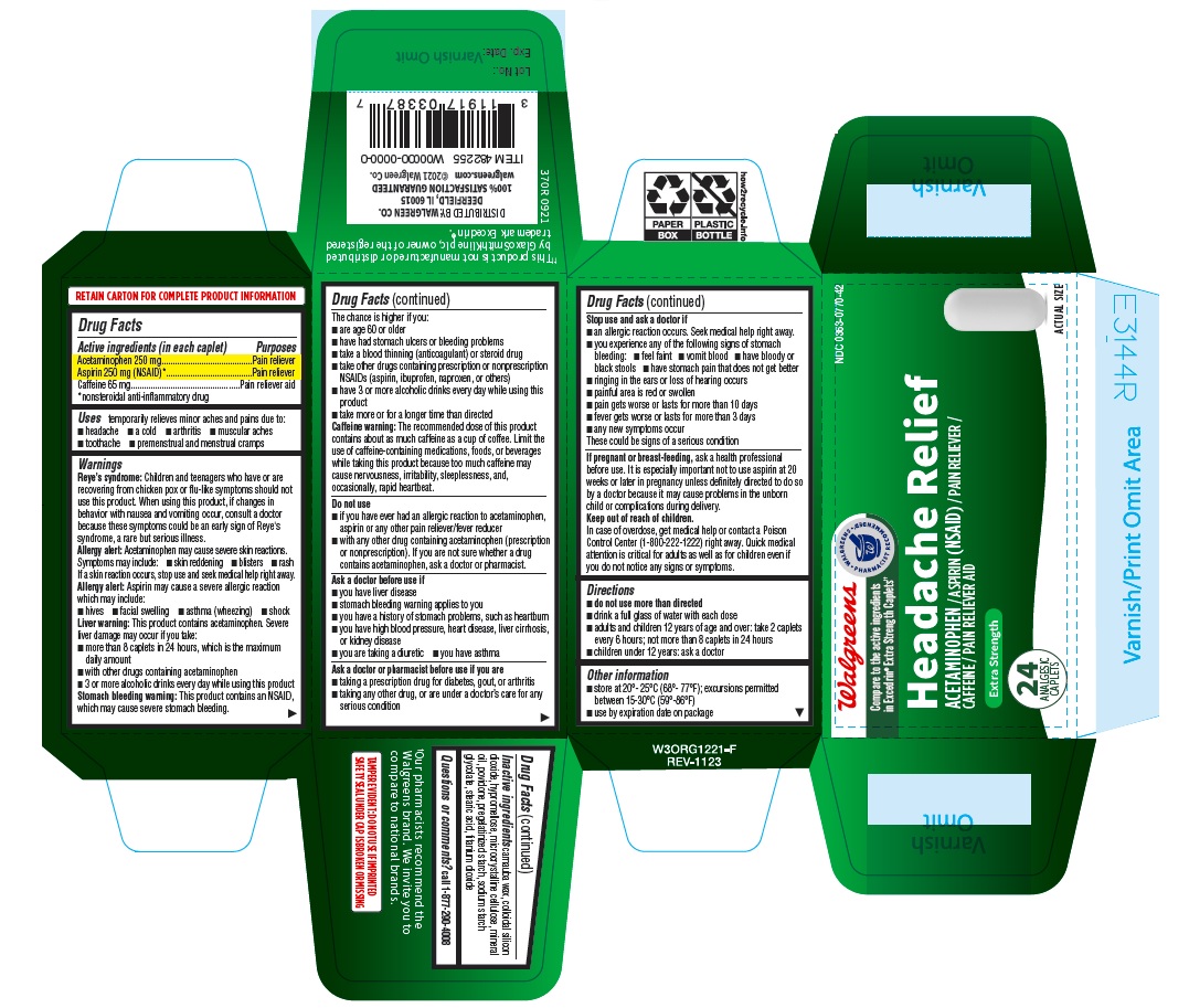 Pill image for 370r Walgreens 0363-0770 Acetaminophen, Aspirin And Caffeine Tablets