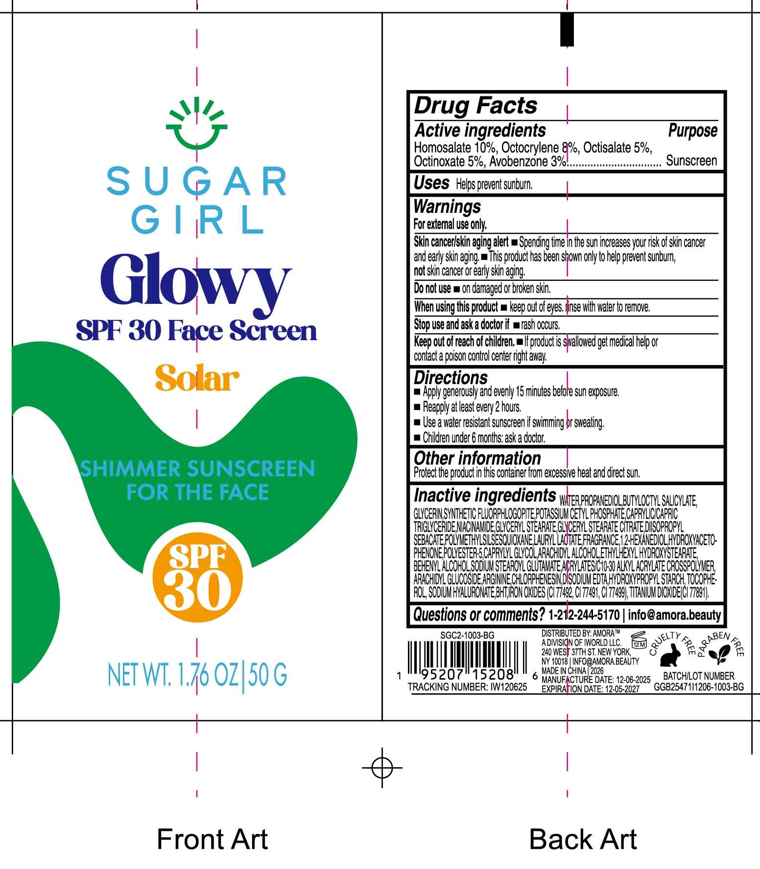 Pill image for Sugargirl Glowy Spf 30 Face Screen Solar Shimmer Sunscreen For The Face