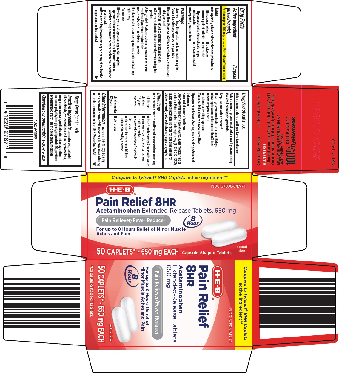 Pill image for Heb Pain Relief 8 Hr Drug Facts