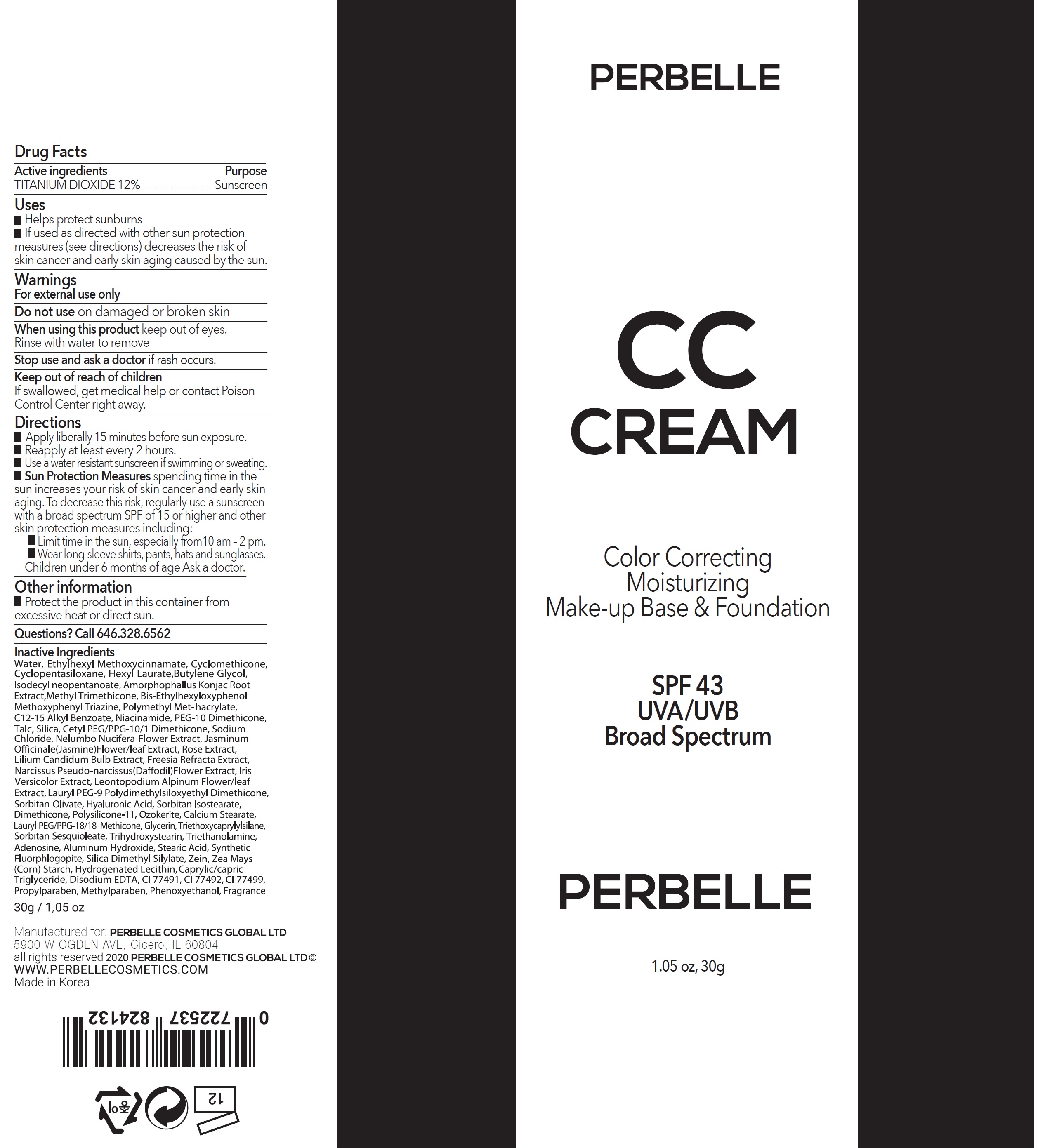 Pill image for Perbelle Cc Cream Spf43 Uva/uvb Broad Spectrum