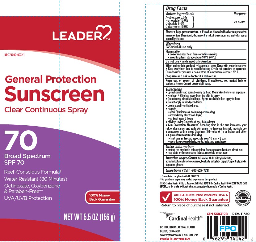 Pill image for Cardinal Health Leader General Protection Spf 70 Sunscreen Clear Continuous Spray
