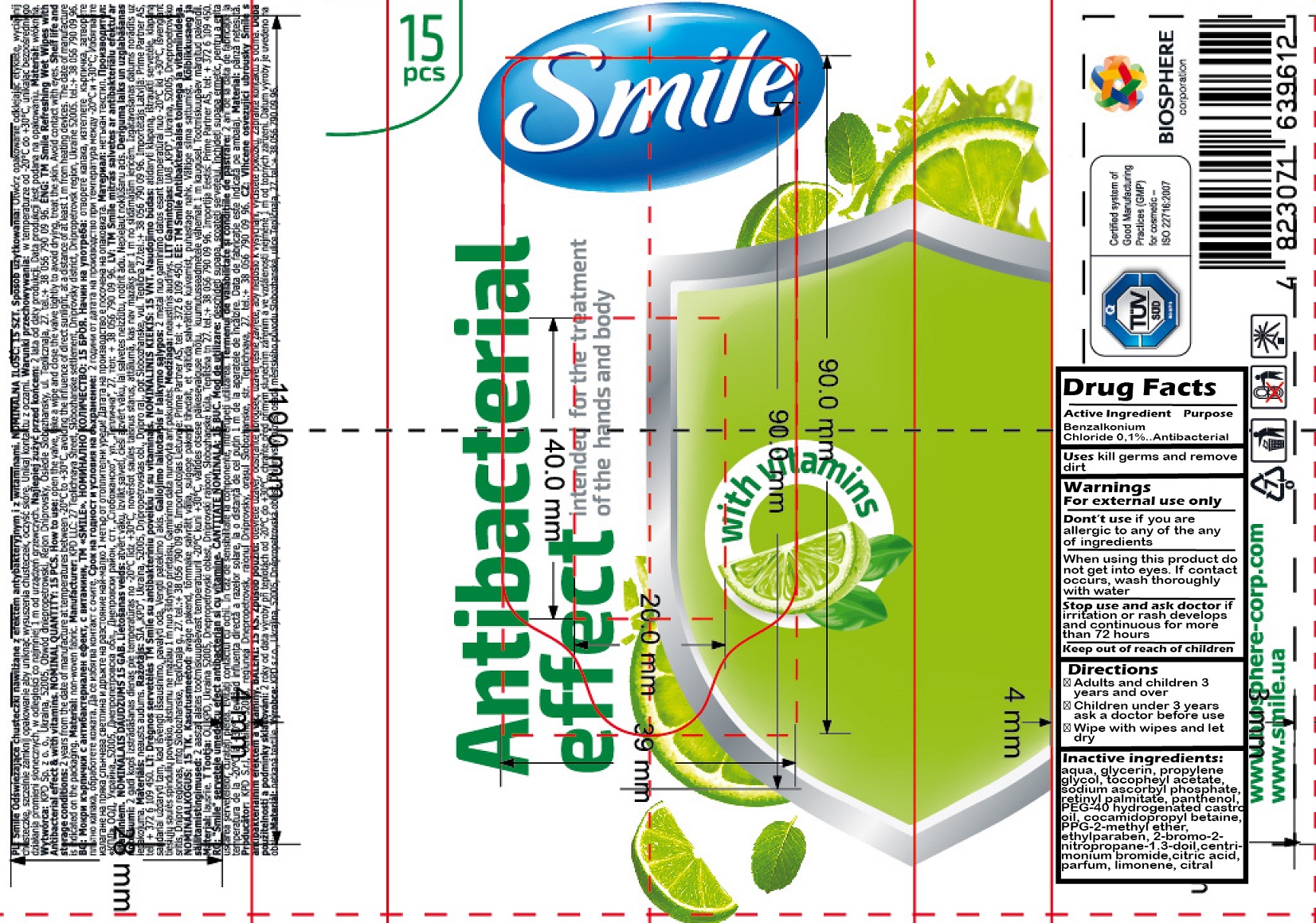 Pill image for smile antibacterial wet wipes with vitamins