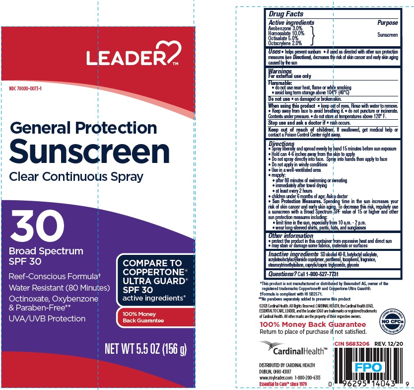 Pill image for Cardinal Health Leader General Protection Sunscreen Spf 30 Clear Continious Spray