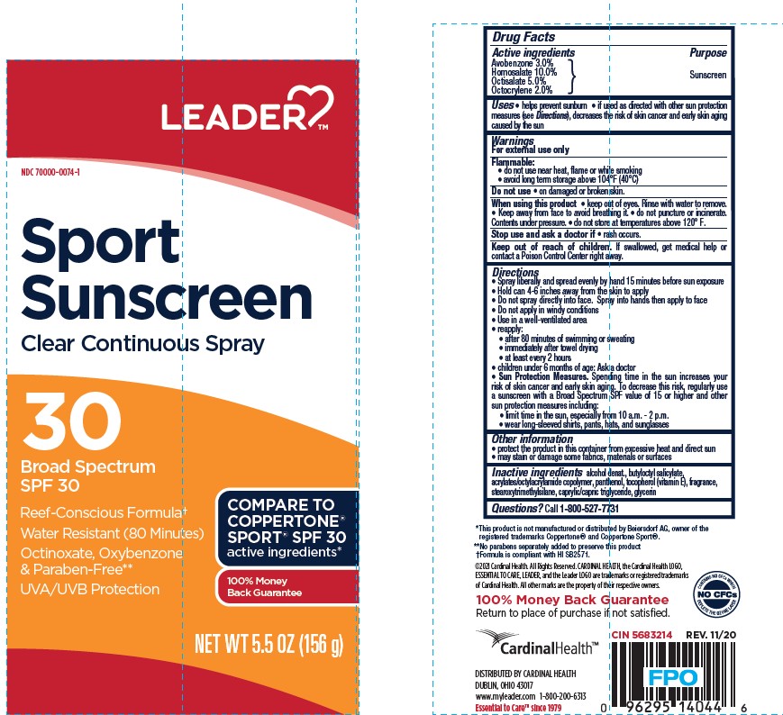 Pill image for Cardinal Health Leader Sport Sunscreen Spf 30 Clear Continuous Spray