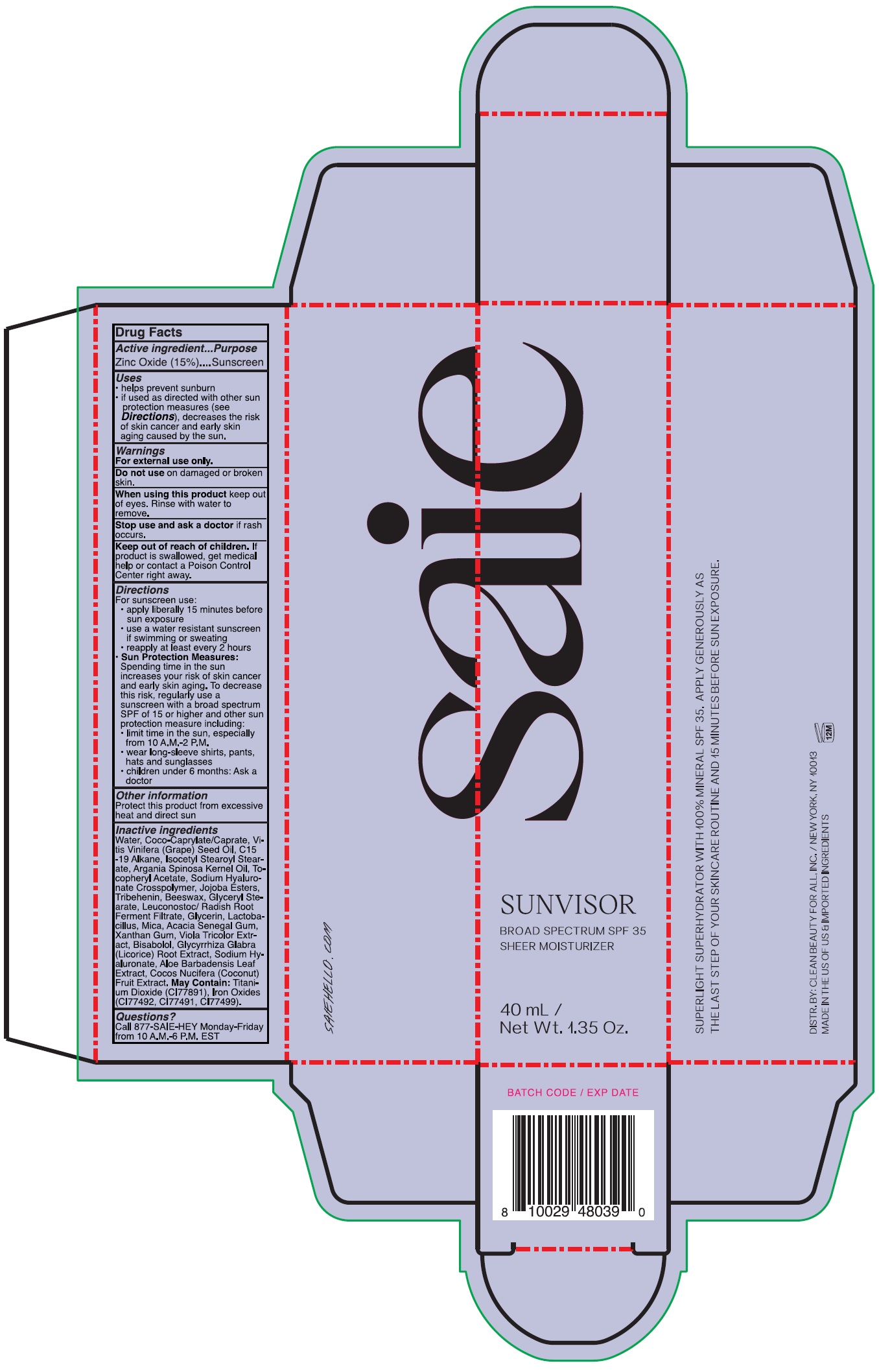 Pill image for saie sunvisor broad spectrum spf 35 sheer moisturizer