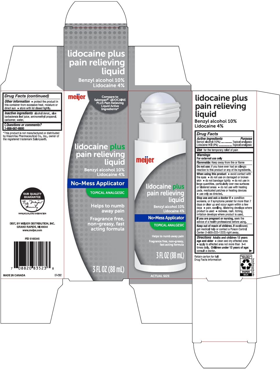 Pill image for Meijer Pain Lidocaine Plus Relieving Liquid