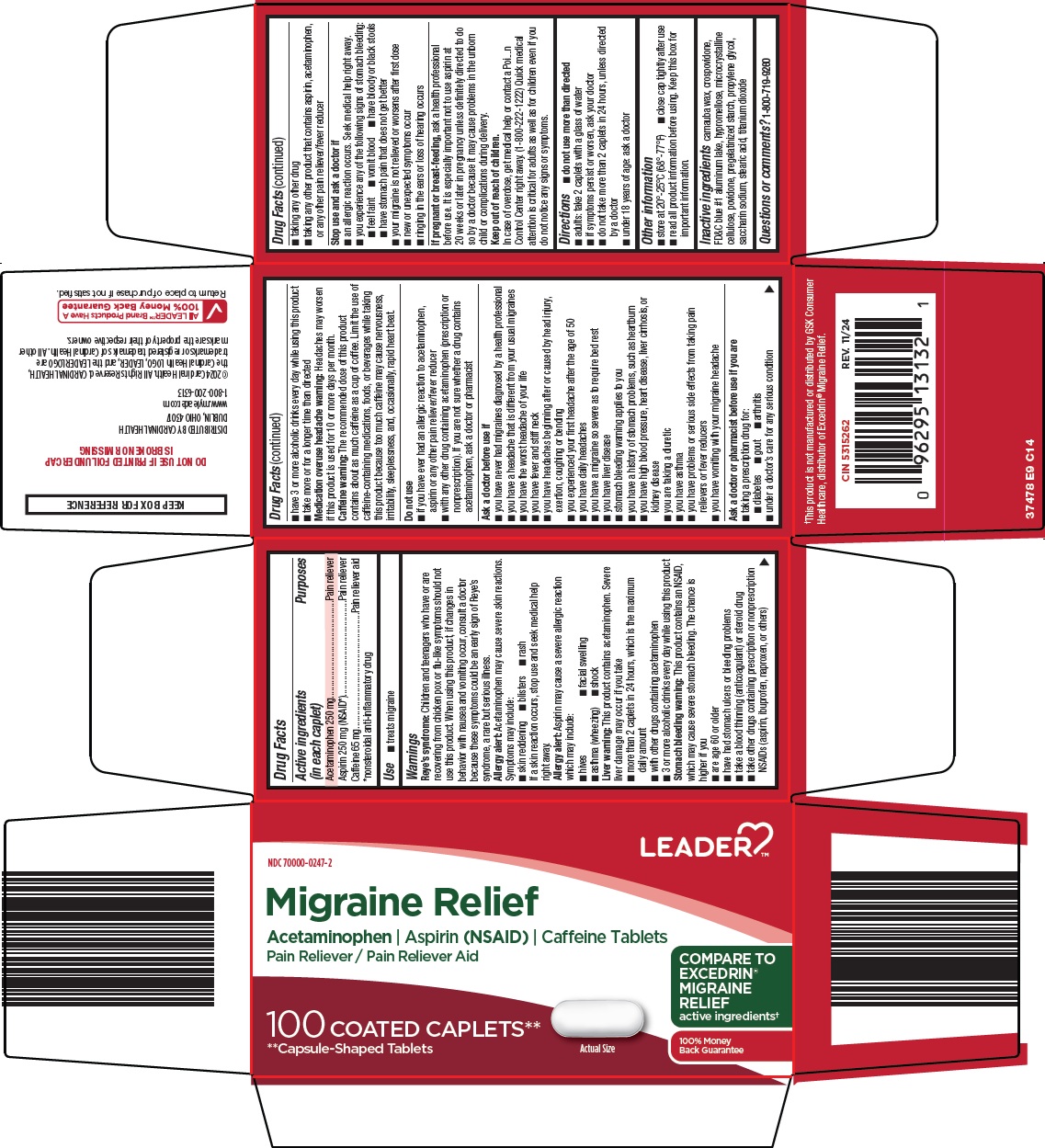 Pill image for Cardinal Health Migraine Relief Drug Facts
