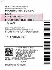 Pill image for Cetirizine Hydrochloride Tablets Usp, 10 Mg, Allergy