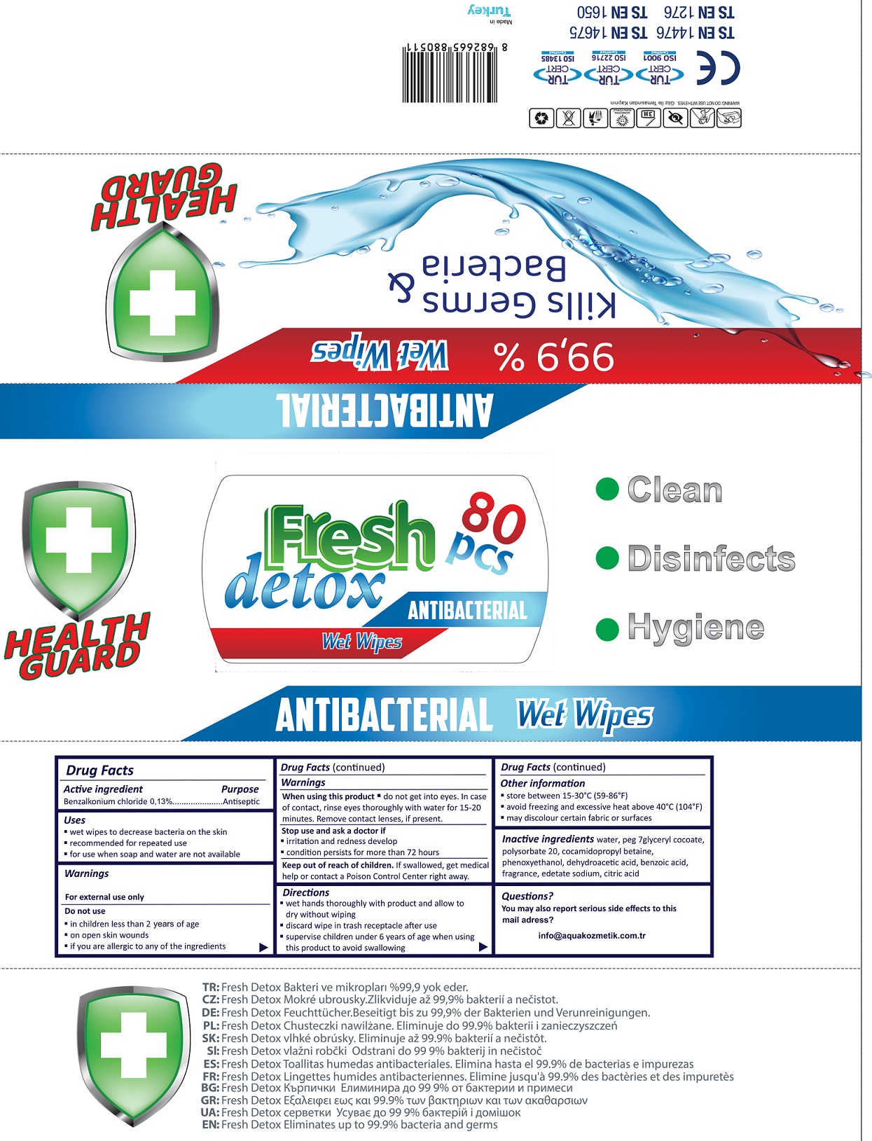 Pill image for Fresh Detox Antibacterial Wet Wipes