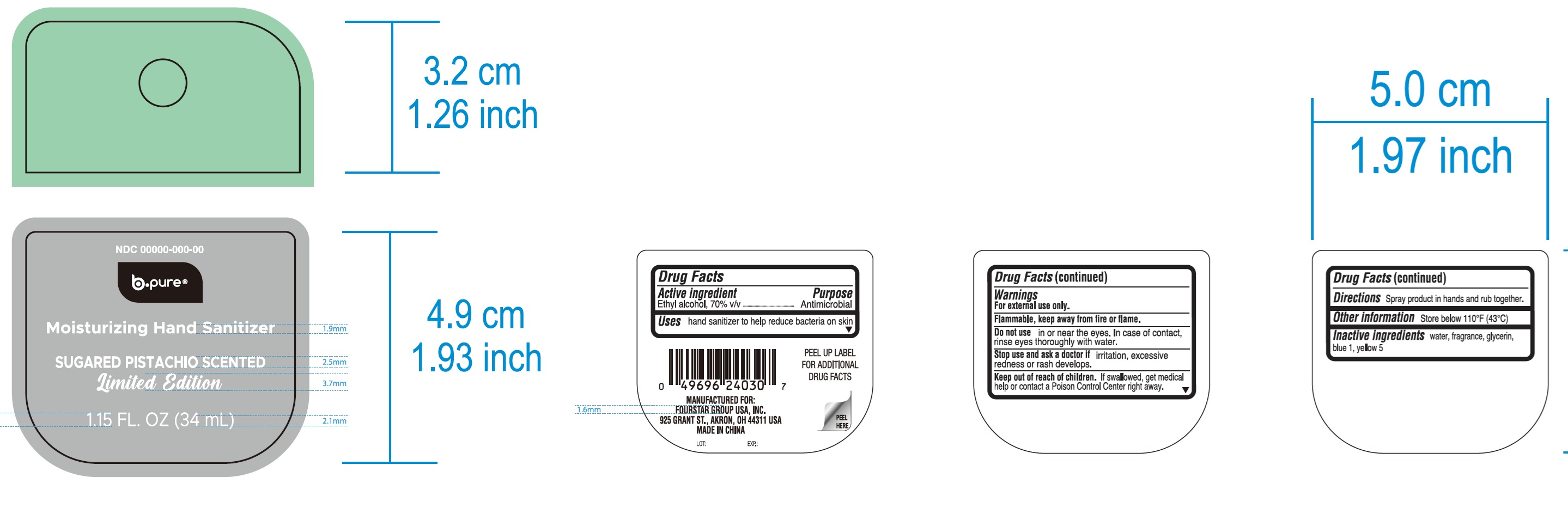 Pill image for B-pure Moisturizing Hand Sanitizer, Sugar Pistachio Scented