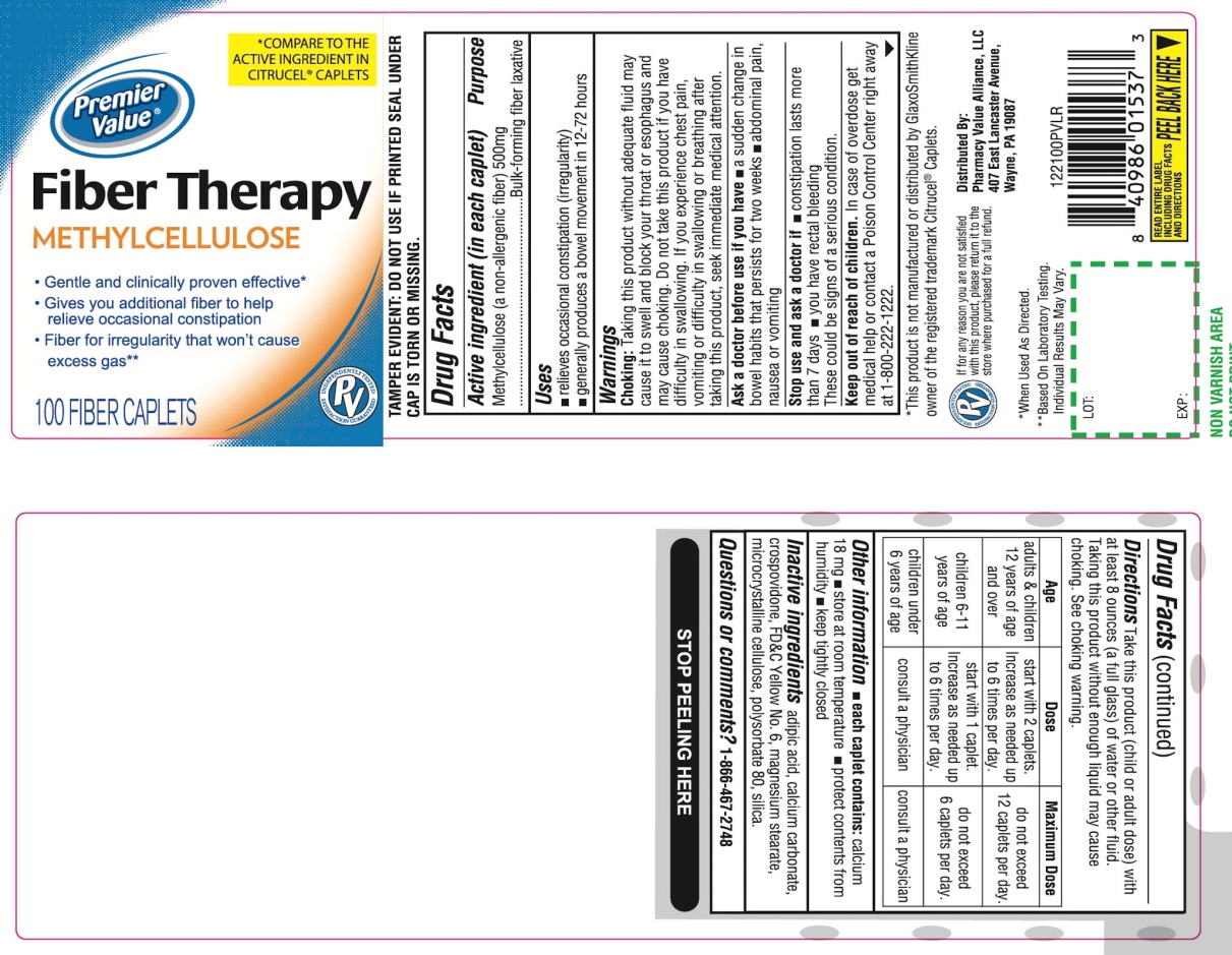 Pill image for Premier Value Fiber Therapy Methylcellulose 500 Mg 100 Caplets