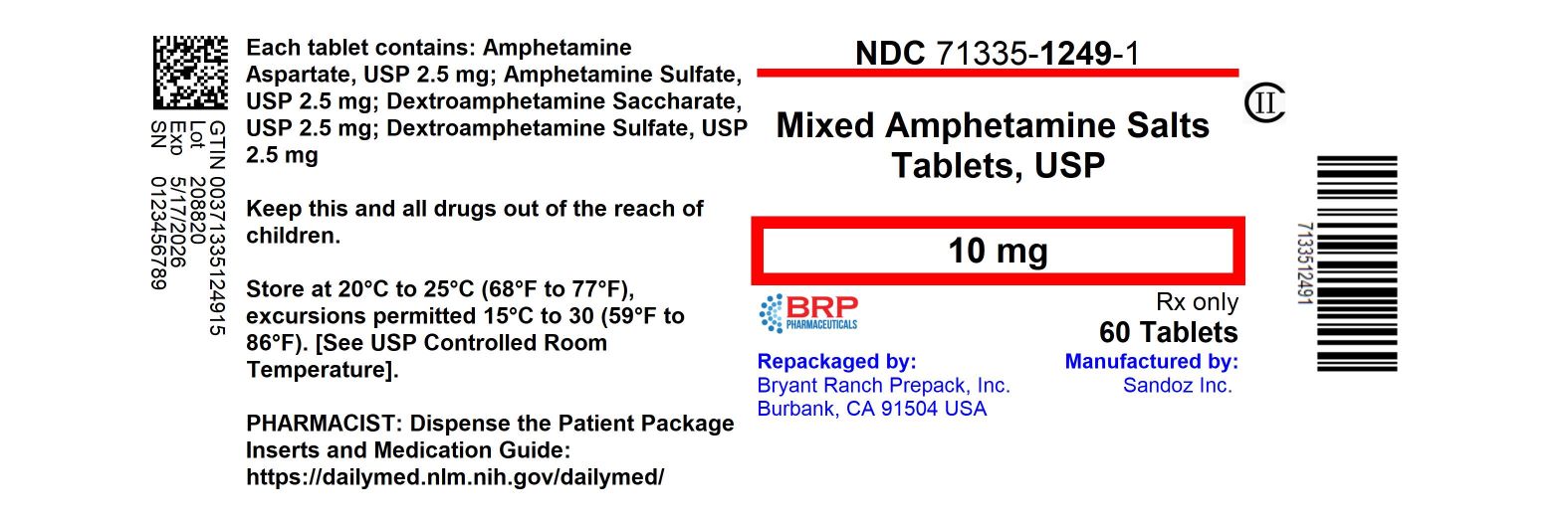 Pill image for Dextroamphetamine Saccharate, Amphetamine Aspartate, Dextroamphetamine Sulfate And Amphetamine Sulfate Tablets