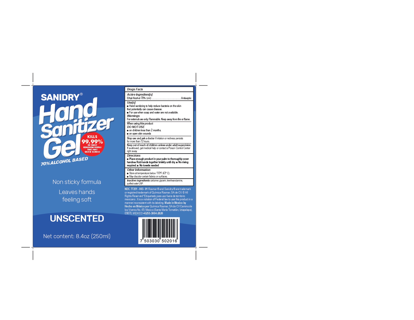 Pill image for 77251-003 Sanidry Hand Sanitizer