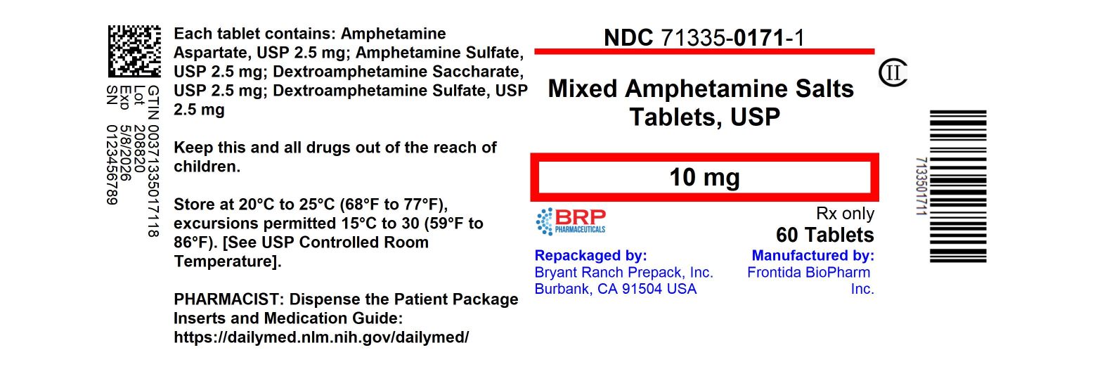 Pill image for Dextroamphetamine Saccharate, Amphetamine Aspartate, Dextroamphetamine Sulfate, Amphetamine Sulfate Tablets (mixed Salts Of A Single Entity Amphetamine Product) (cii)