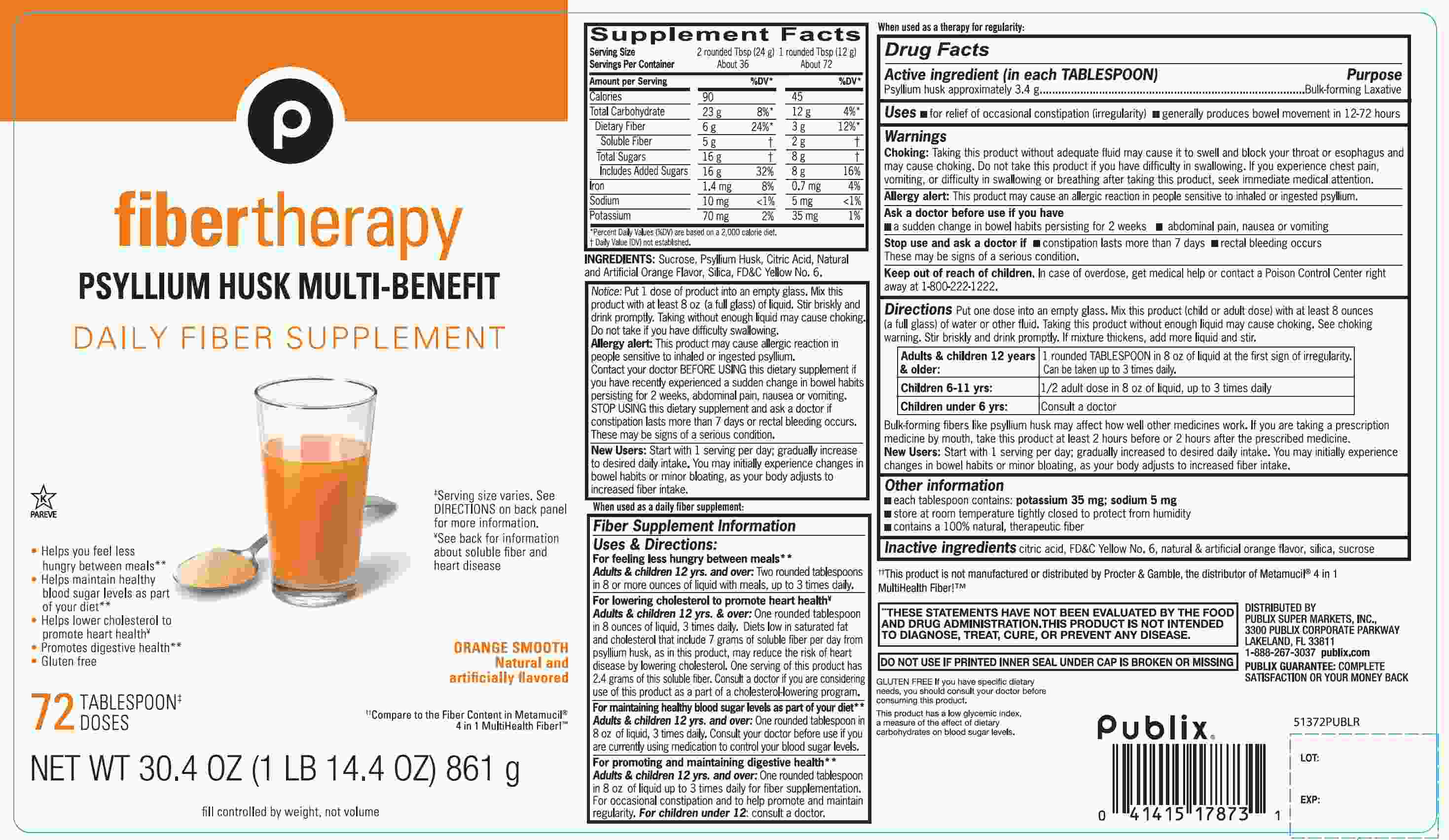 Pill image for Publix Fiber Therapy Psyllium Husk Orange Smooth