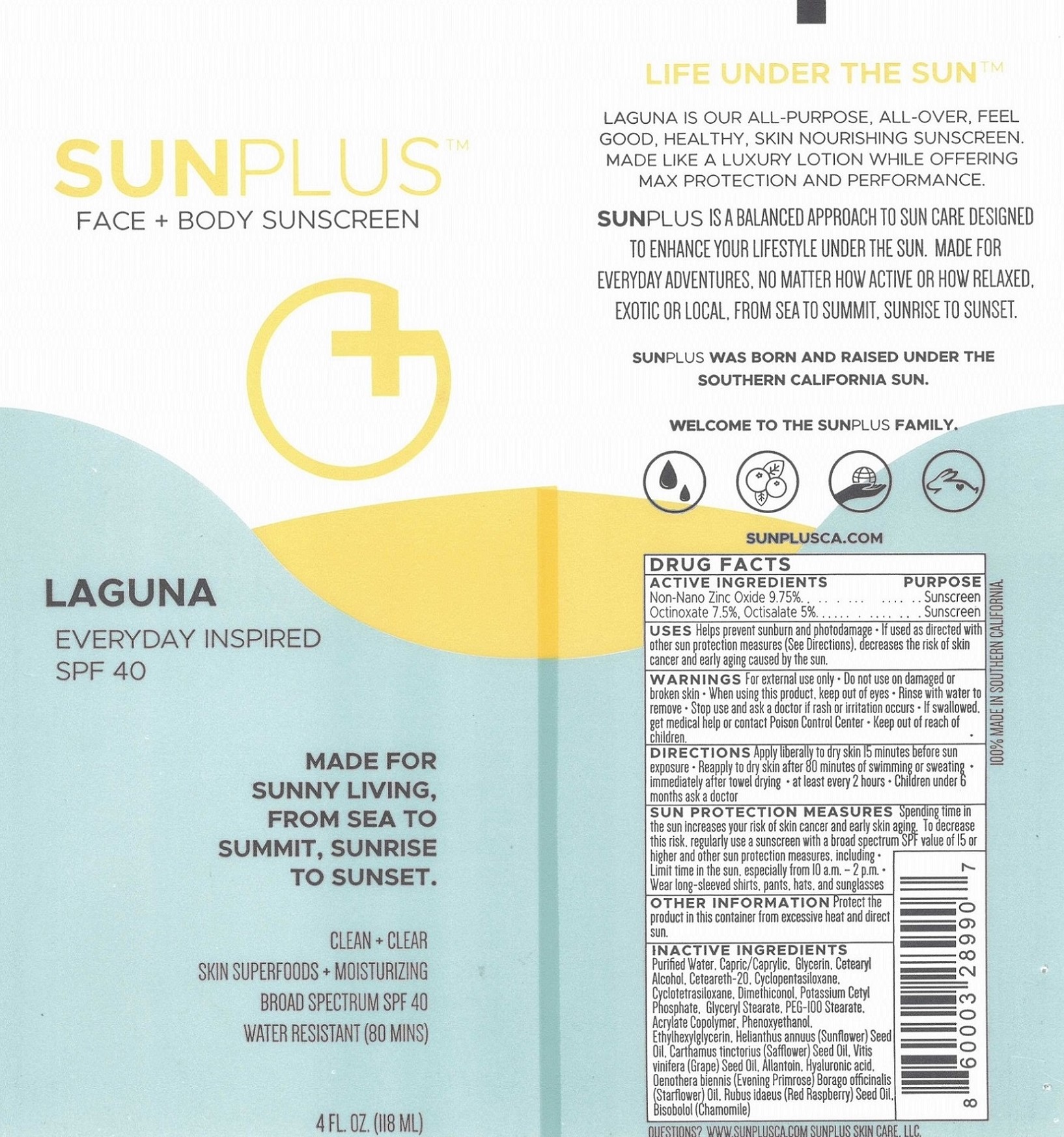 Pill image for Sunplus Face + Body Sunscreen Laguna Spf 40