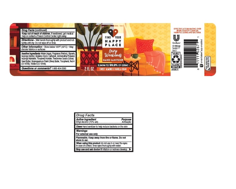 Pill image for find your happy place lazy weekends hand sanitizer