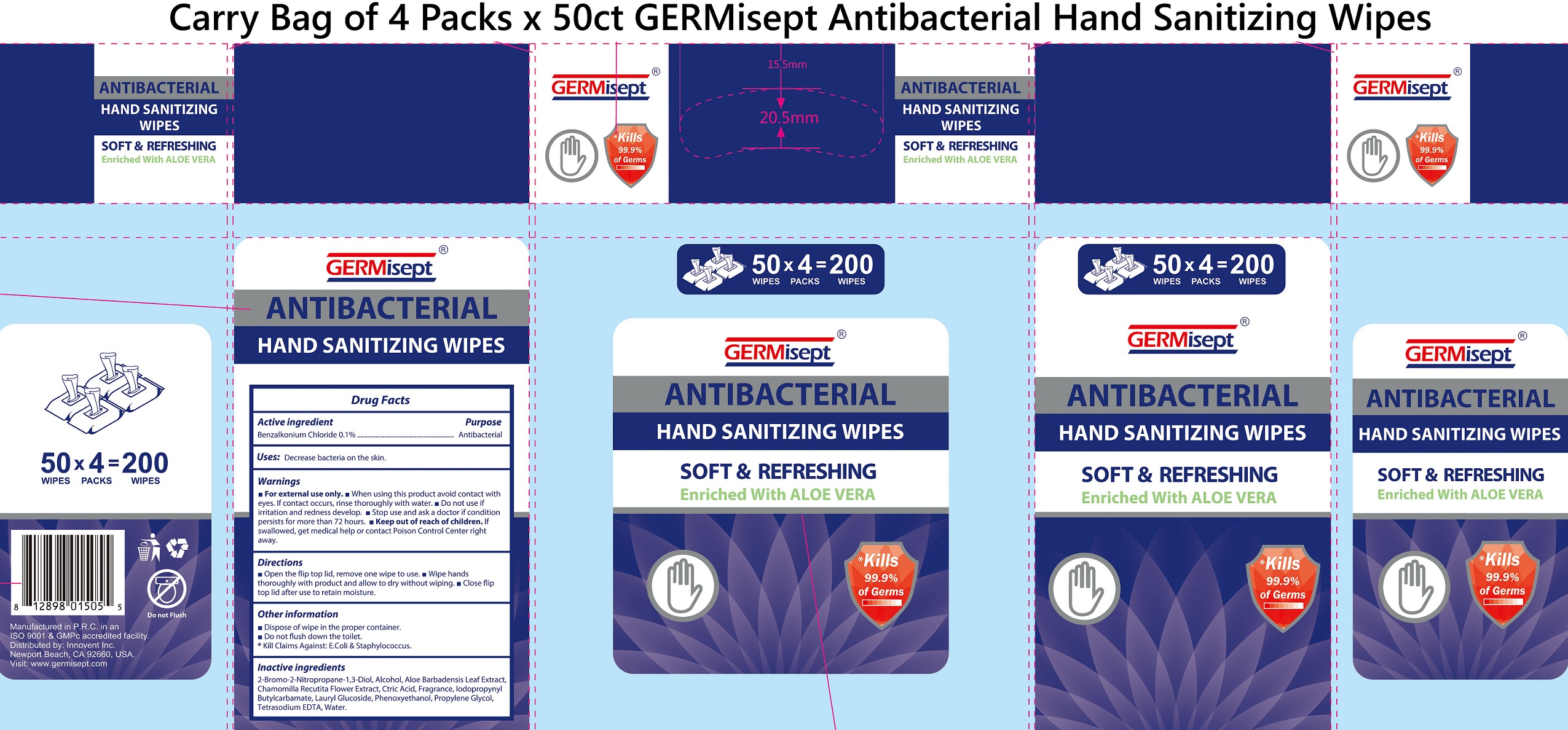 Pill image for Germisept Antibacterial Hand Sanitizing Wipes