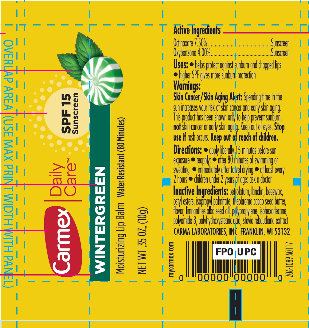 Pill image for carmex daily care moisturizing lip balm wintergreen spf 15