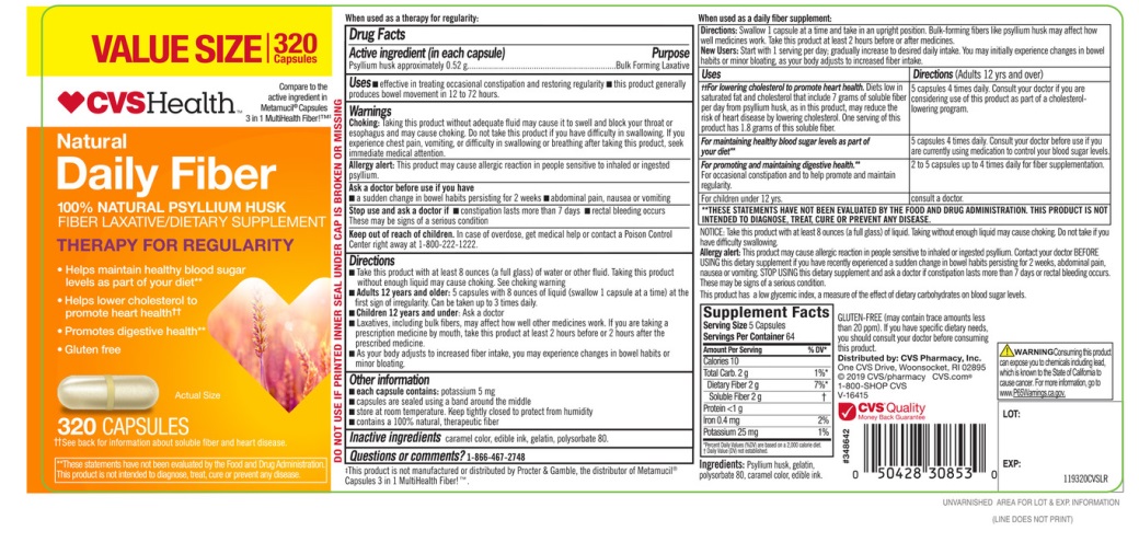 Pill image for cvs health natural daily fiber 100% natural psyllium husk 320 capsules
